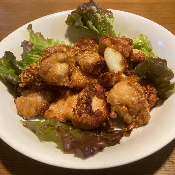 ニンニクと鶏胸肉の唐揚げ